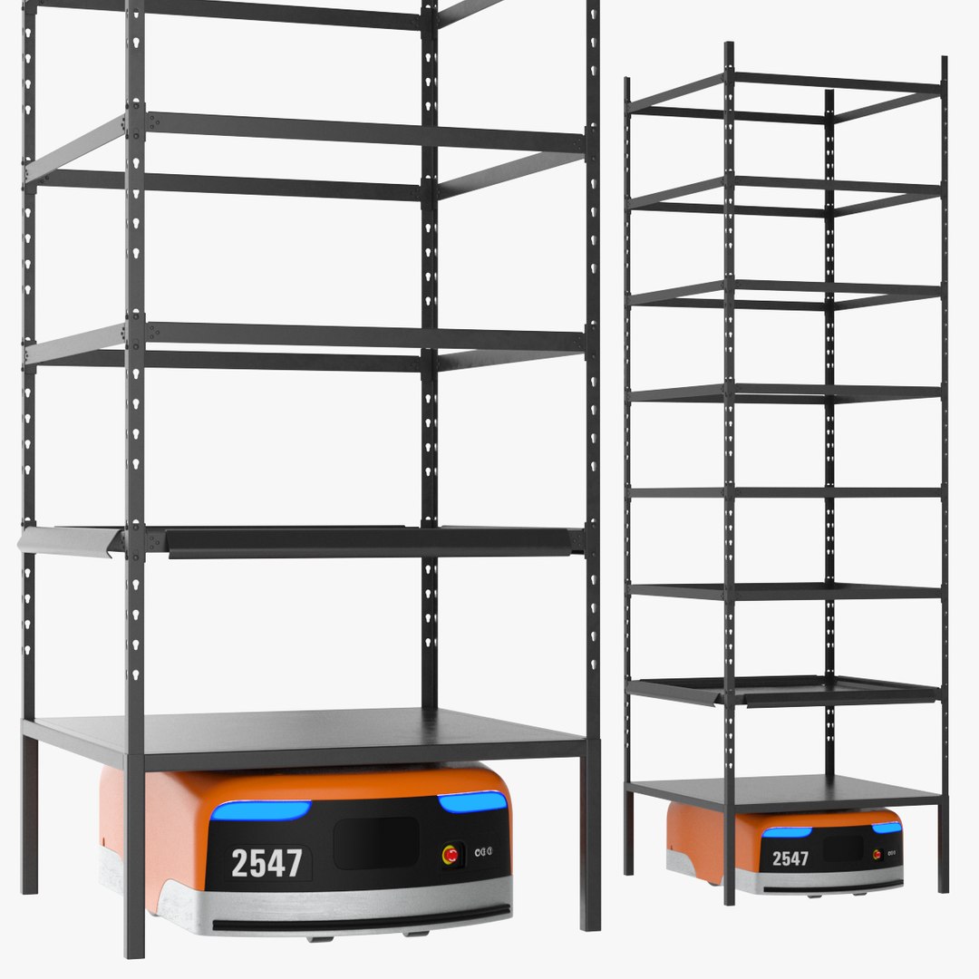 Amazon Kiva Warehouse Robot with Rack 3D model preview