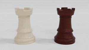Rook Wooden Chess Pieces 3D