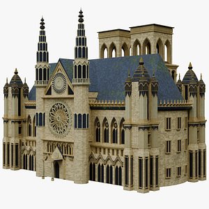 3D Gothic Revival Church - 3D Model model