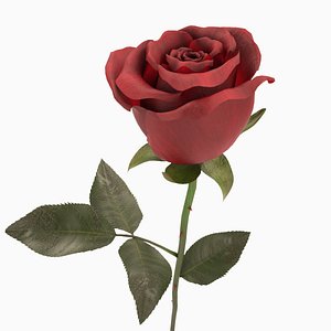 3d model rose modeled leaf
