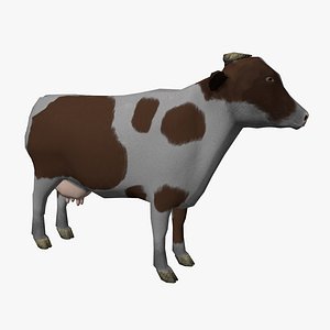brown and white cow 3D model
