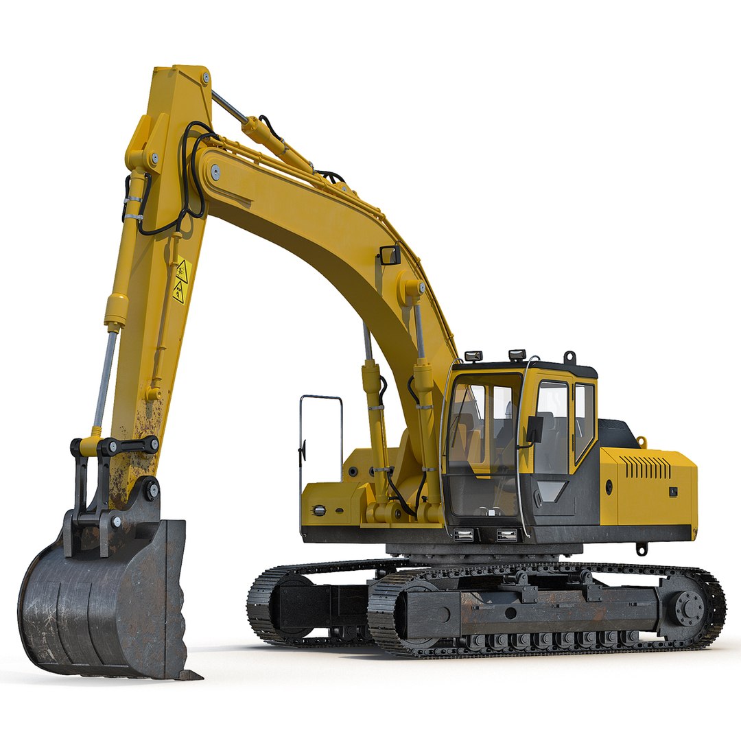 Tracked Excavator Rigged 3D model preview