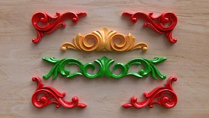 Set of carved decorations for CNC machines