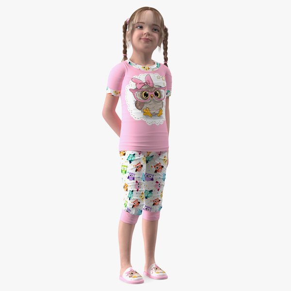 3D model Young Girl Home Clothes Rigged