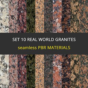 SET 10 real world granites PBR MATERIALS 4K