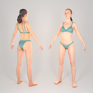 scanned animation ready human woman 3D model