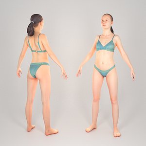 Slender young woman in a swimsuit ready for animation 161