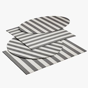 realistic striped dhurrie rugs 3D