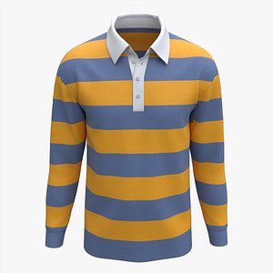 3D Long Sleeve Polo Shirt for Men Mockup 02 Colorful