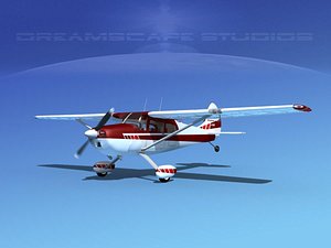 3D propeller cessna airplane 1956