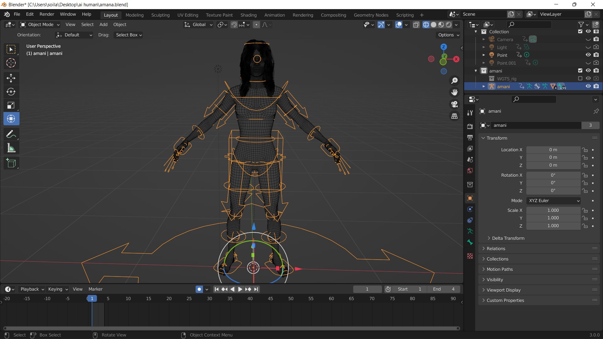 Amana Blender Rigged Woman Character 3D - TurboSquid 1885227