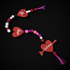 3D Valentines Bead Heart Charm model
