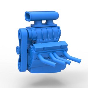 3D Engine V8 for vintage dragster Version 5 Scale 1 to 25
