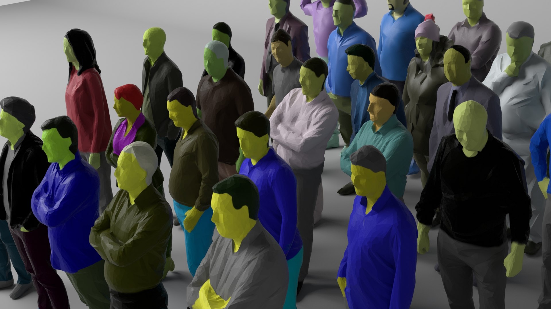 30 People Colored Crowds 3D Model - TurboSquid 1369926