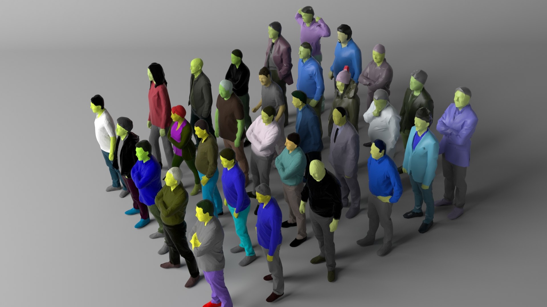 30 People Colored Crowds 3D Model - TurboSquid 1369926