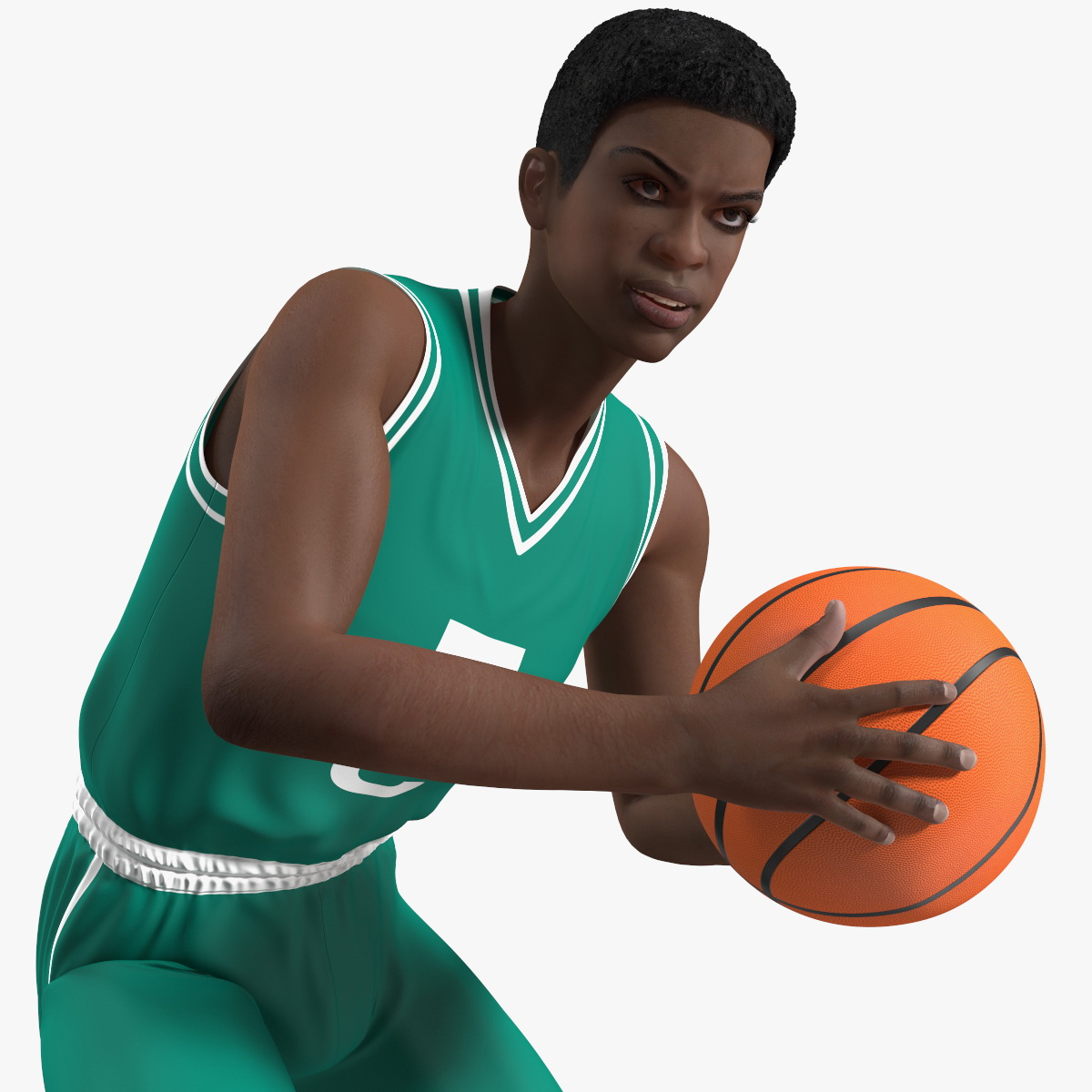 Dark Skin Young Man Basketball Player Rigged for Cinema 4D 3D model