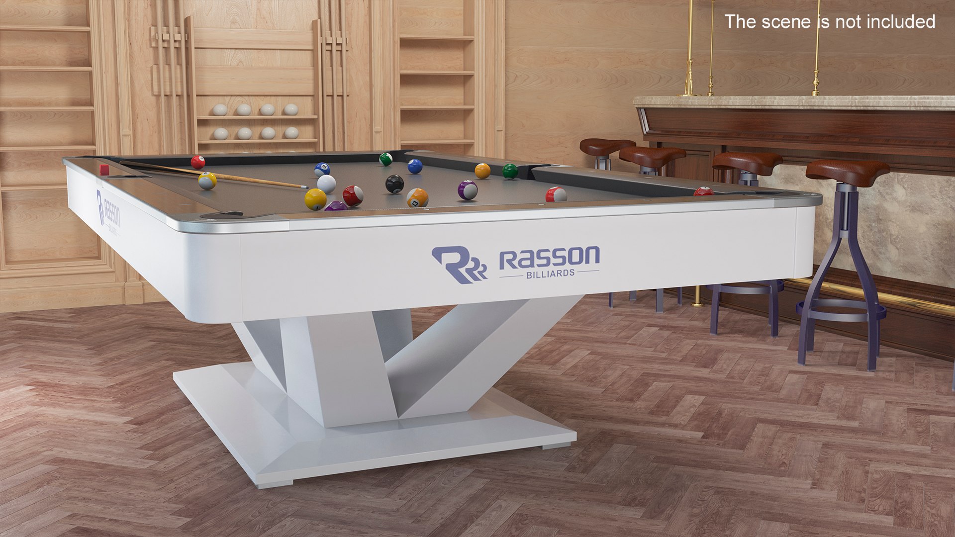 3D Model Billiards Black Table Rasson With Balls And Cue - TurboSquid ...