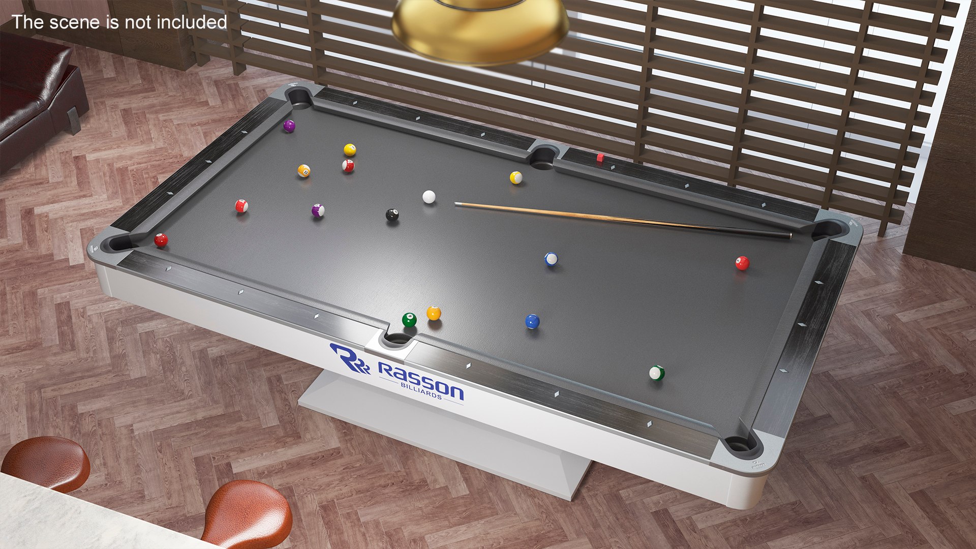 3D Model Billiards Black Table Rasson With Balls And Cue - TurboSquid ...
