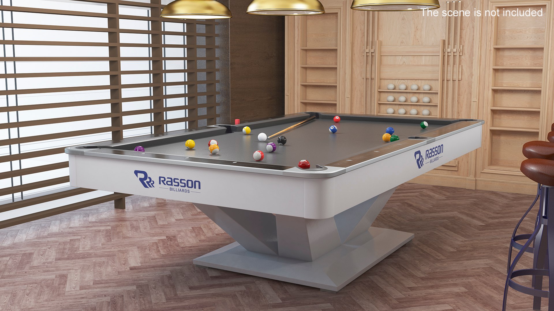 3D Model Billiards Black Table Rasson With Balls And Cue - TurboSquid ...