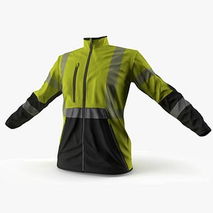 Reflective Construction Work Jacket with Zipper Yellow 3D model