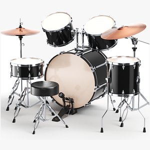 Detailed Black Drums Kit 3D