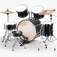 Detailed Black Drums Kit