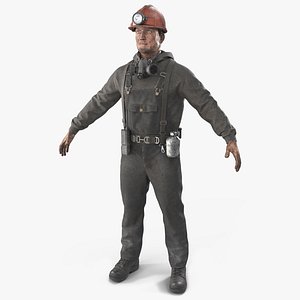 3D Coal Miner A-Pose Fur model