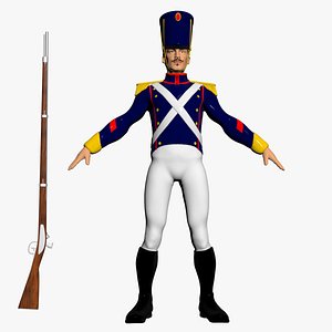 3D napoleonic toy soldier character