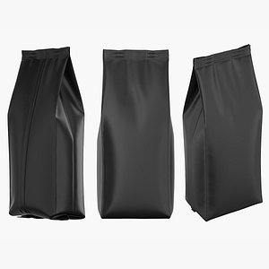 Matte Black Food Gusset Pouch Packaging Mockup 12 3D model