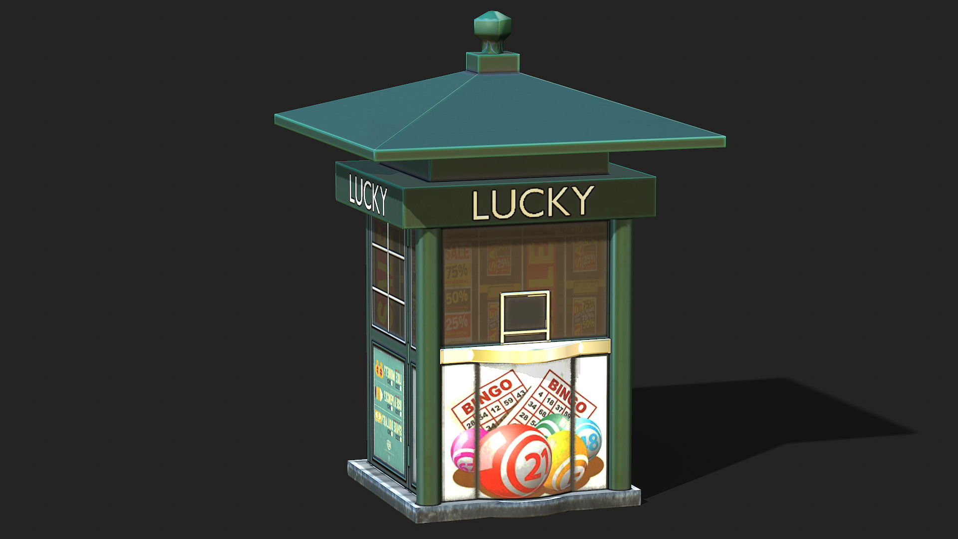 3D model Street Kiosk Low Poly Mobile Ready - TurboSquid 2049076