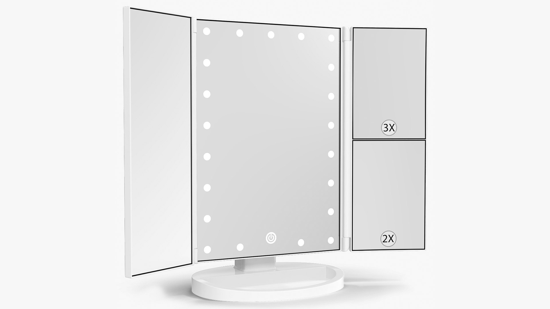 Lighted Makeup Mirror Tri-Fold 3D model preview