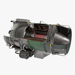 Turbojet Engine General Electric J85 Sectioned 3D Model