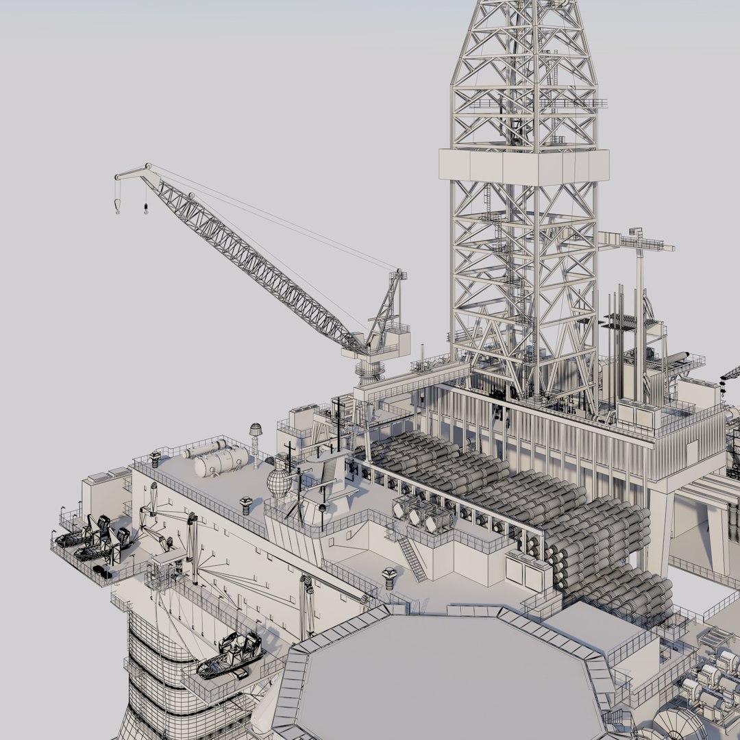 3D Semi Submersible Oil Rig - TurboSquid 1178366
