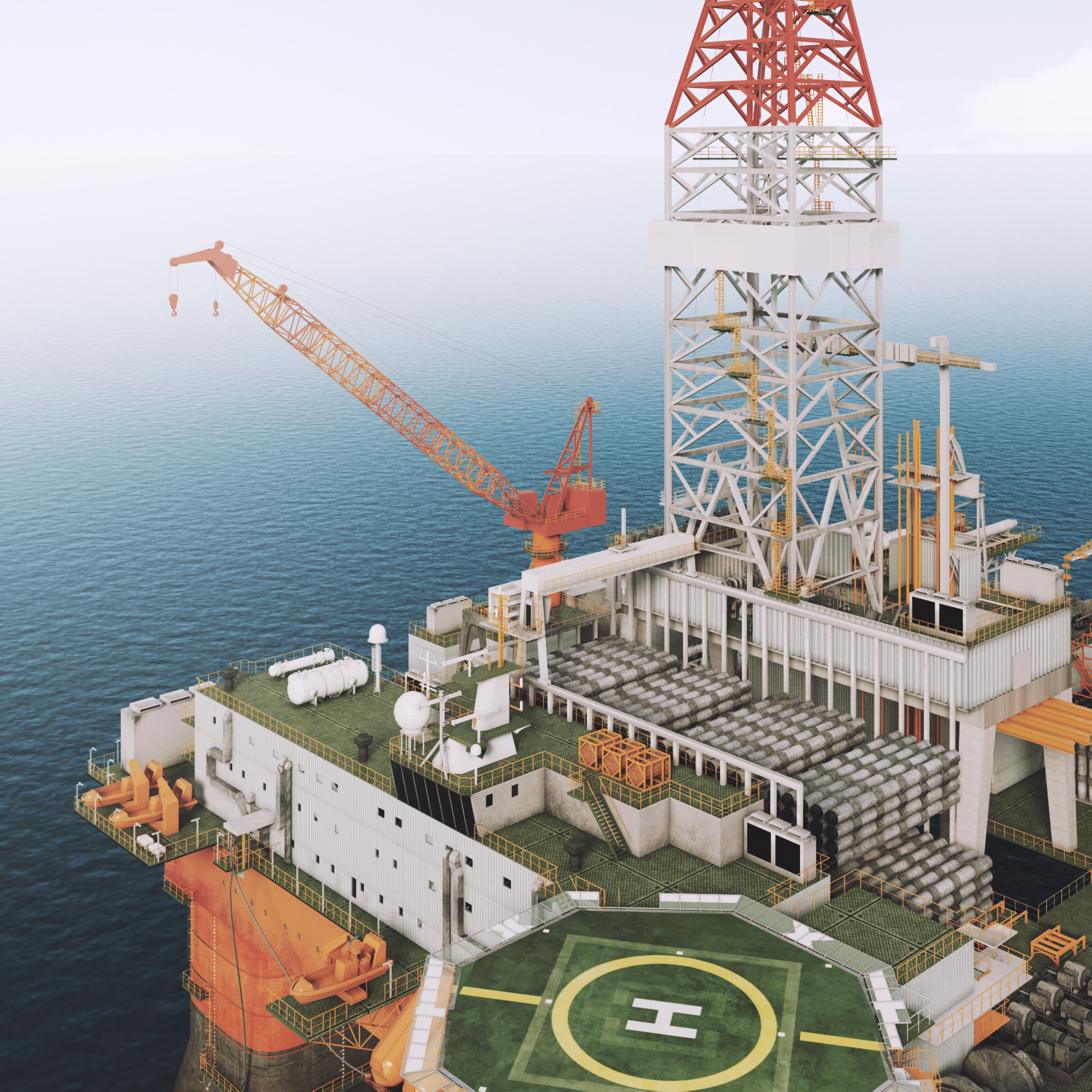 3D semi submersible oil rig - TurboSquid 1178366