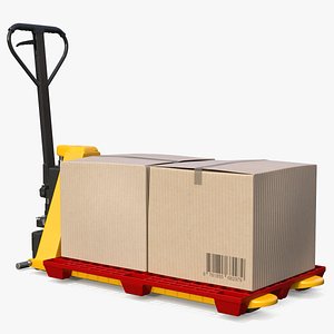 High Lift Pallet Truck with Plastic Pallet and Parcels Rigged