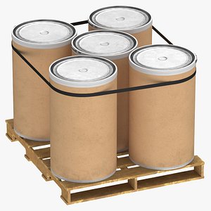 3D Cardboard Drum Barrel Single Pallet model