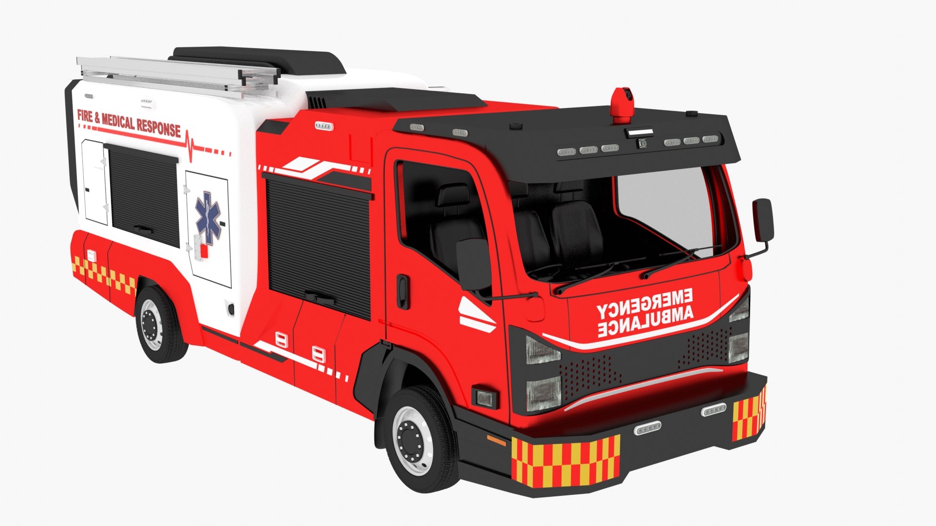 3D Singapore Fire And Ambulance Vehicle Medical With Interior 