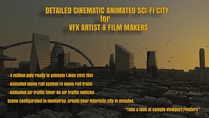 Sci-fi City Futuristic 3D model Animated, Cinematic
