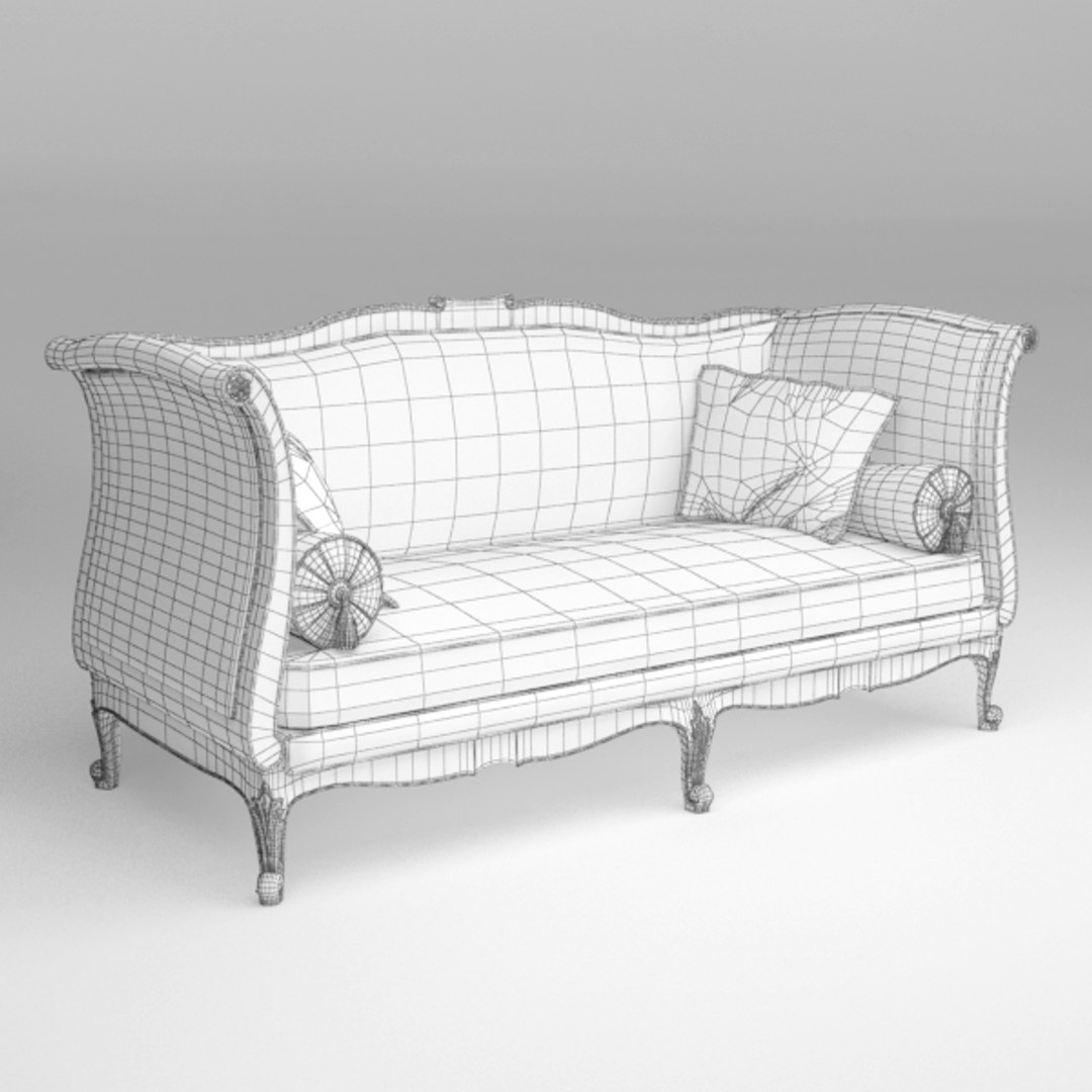 Old Fashioned Sofa 3d Model