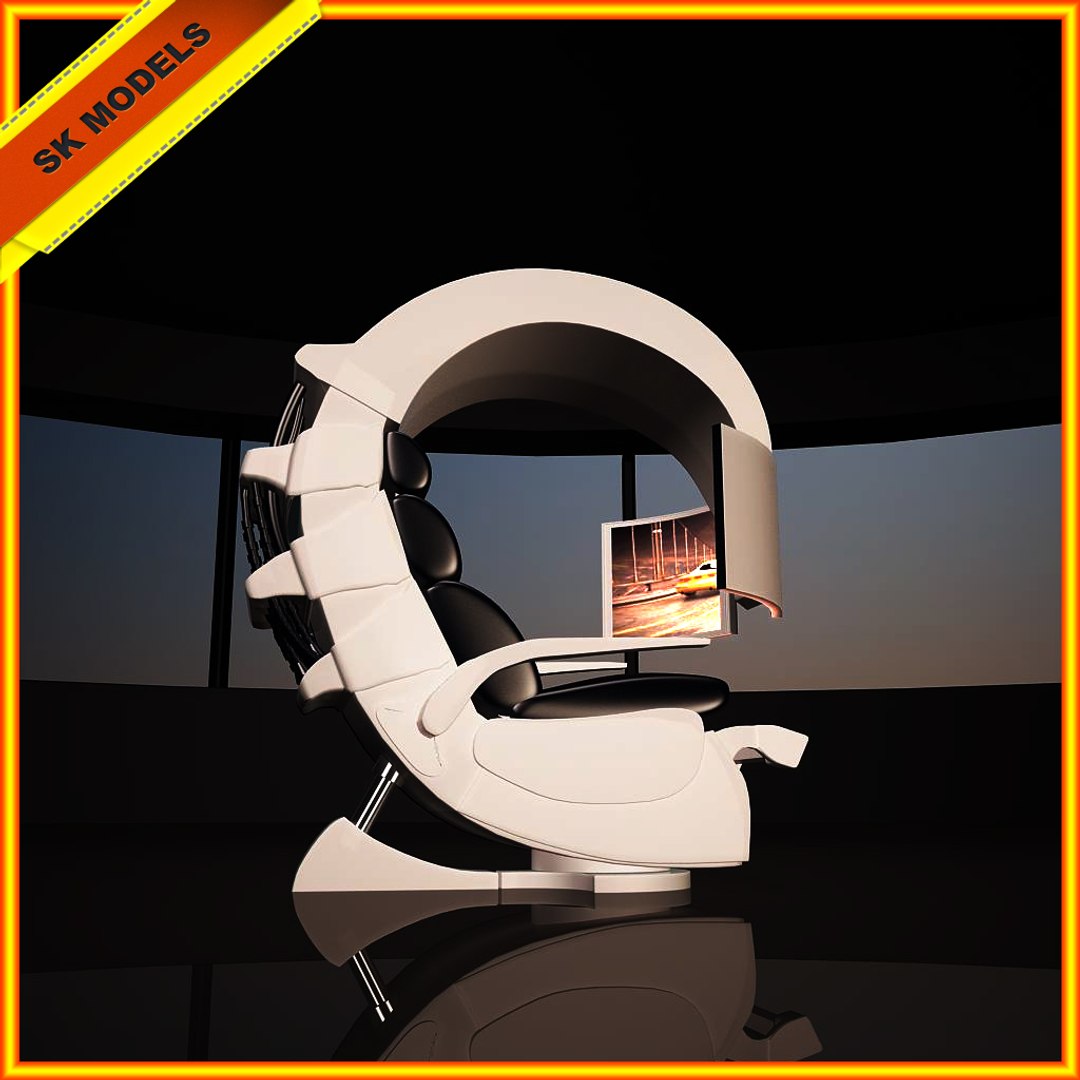3d Hitech Modern Chair Work Station Model