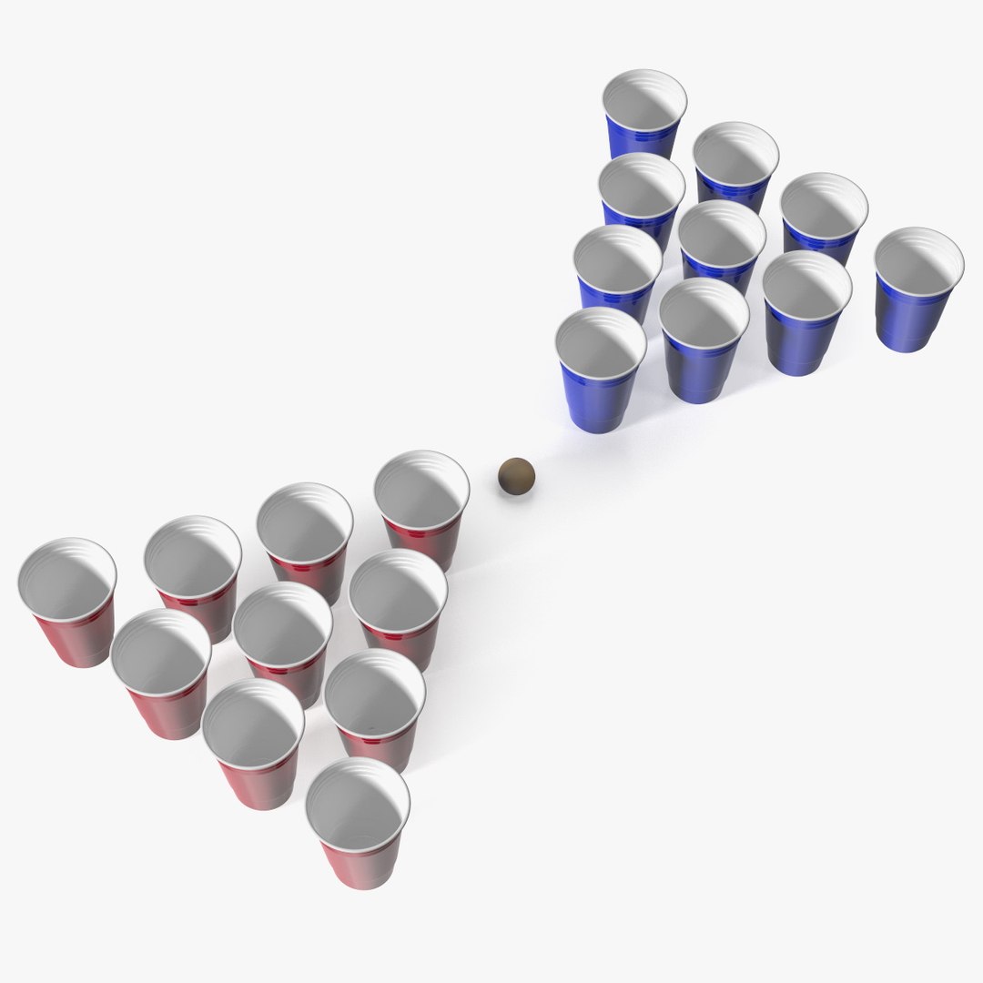 Beer pong cups and ball 3D model