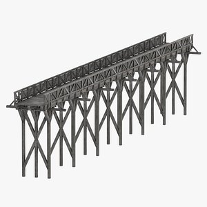 Medieval Wooden Bridge Tiled 5 Sections 3D