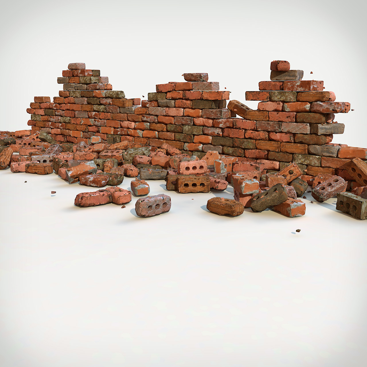 3D модель Поврежденная кирпичная стена - TurboSquid 844120
