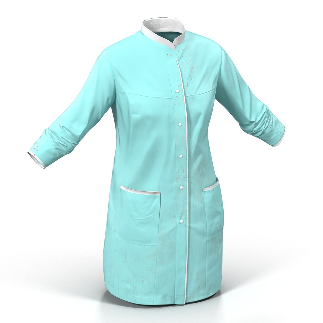 Female Surgeon Dress with Blood 5 3D Model 3D model preview