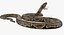 Brown Python Snake Attack Pose 3D Model