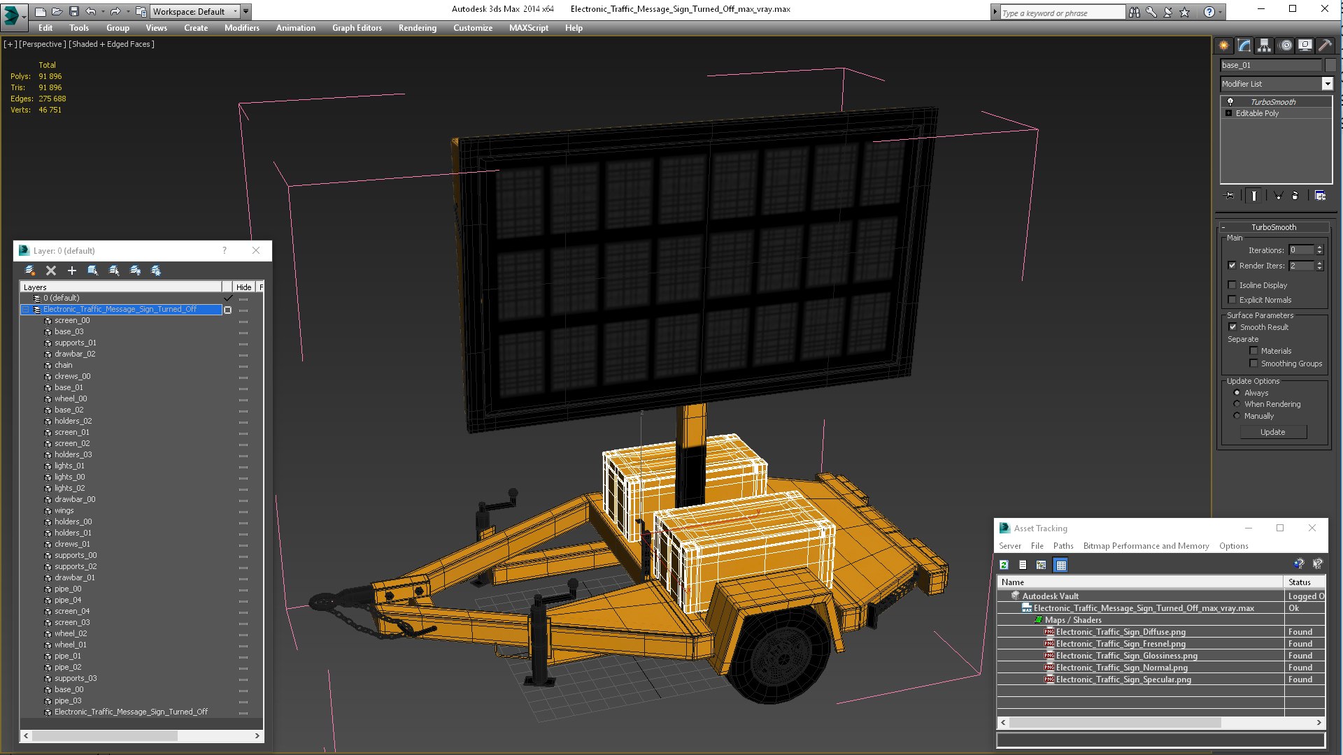3D Electronic Traffic Message Sign Turned Off Model - TurboSquid 2099518