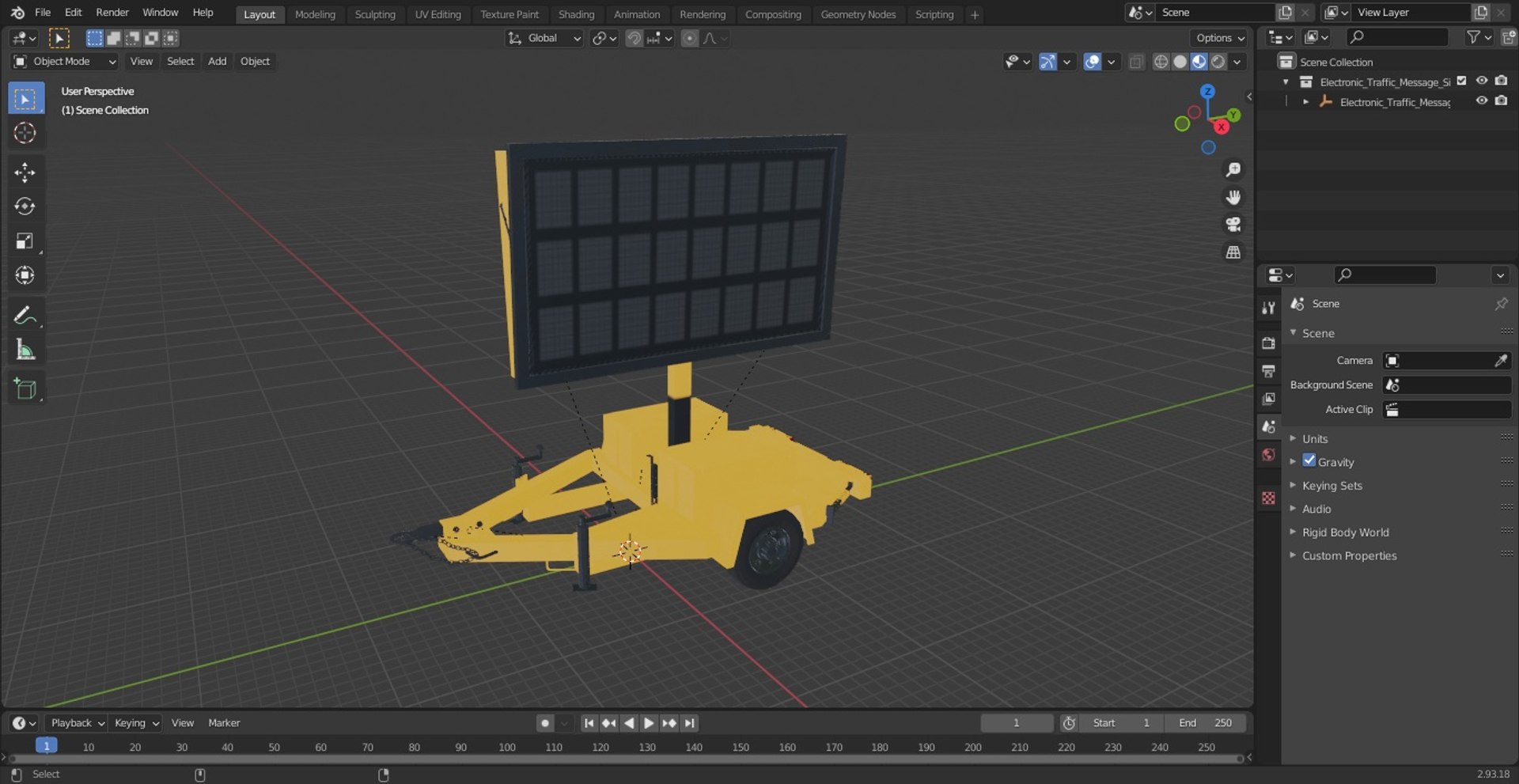 3D Electronic Traffic Message Sign Turned Off Model - TurboSquid 2099518