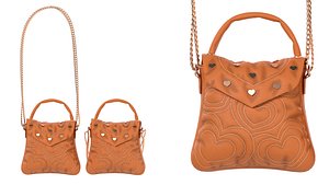 3D Lovely Heart Embellished Handbag Dark Brown model