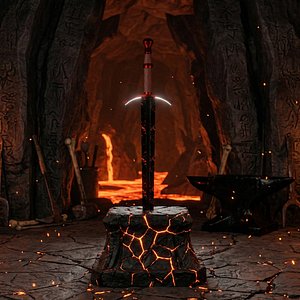 3D Fantasy Longsword Lightspire - 4 Skins PBR Game Ready