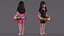 Chinese Child Girl in Swimsuit Stands with Inflatable Circle